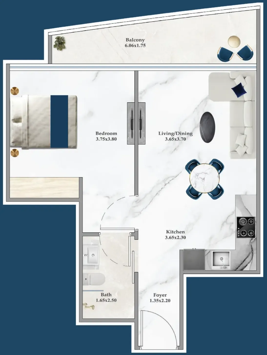 1 bedroom Apartments floor plan at Serenz