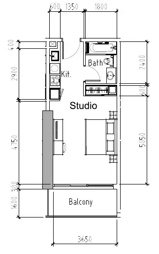 0 bedroom Apartments floor plan at Aykon City Tower