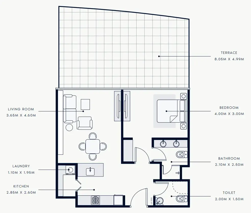 1 bedroom Apartments floor plan at Riviera Rêve