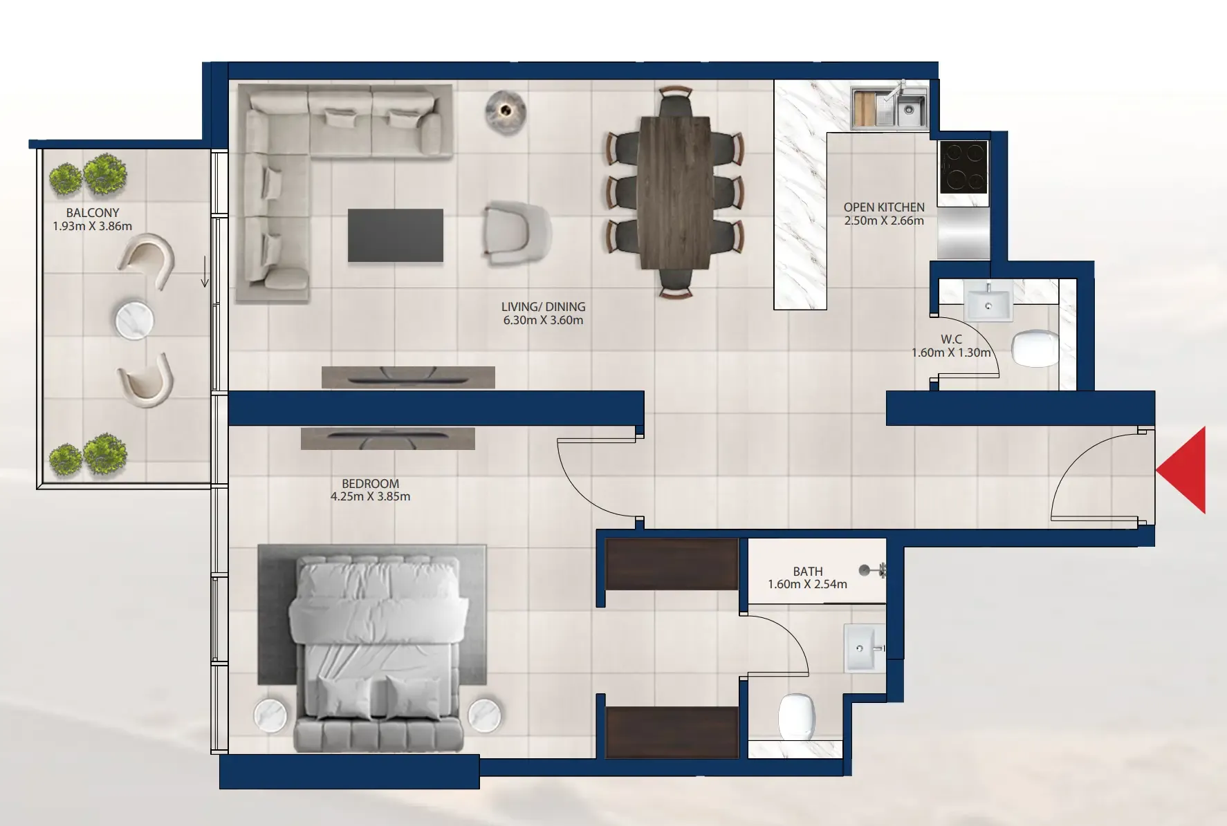1 bedroom Apartments floor plan at Al Vista