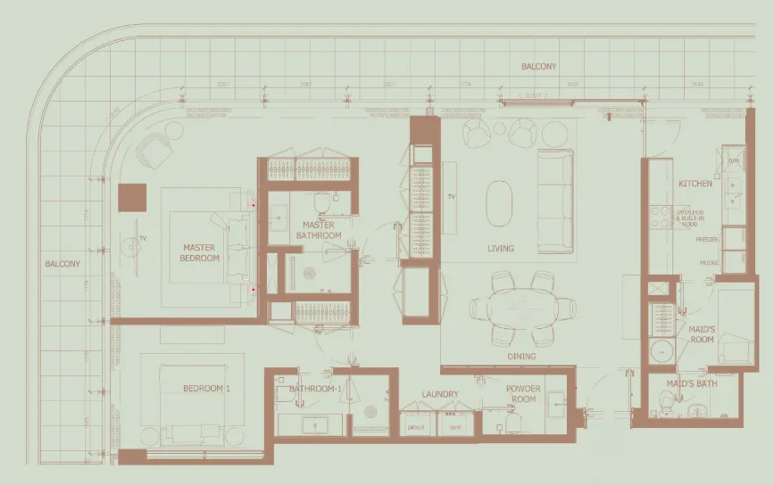 2 bedroom Apartments floor plan at Eden House The Park