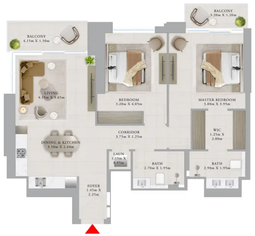 2 bedroom Apartments floor plan at Valo