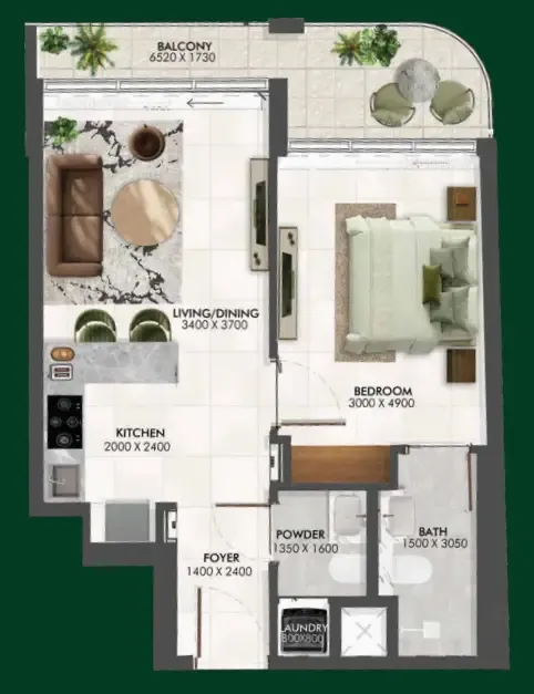 1 bedroom Apartments floor plan at Enchante