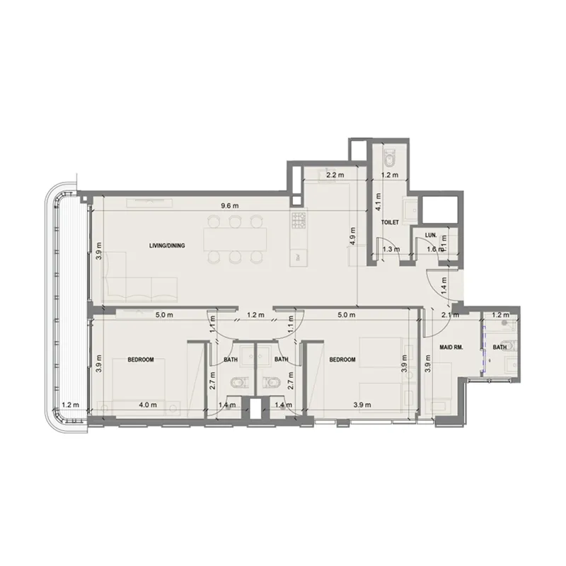 2 bedroom Apartments floor plan at Blue Marina Residence