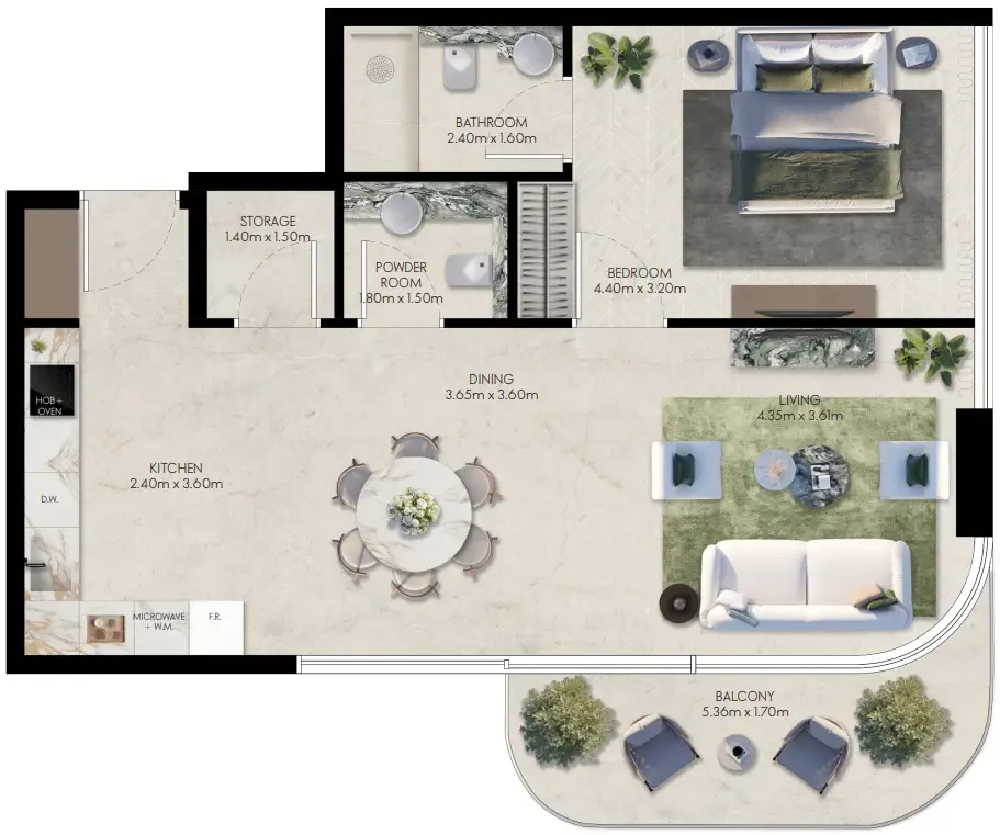 1 bedroom Apartments floor plan at Elle Residences