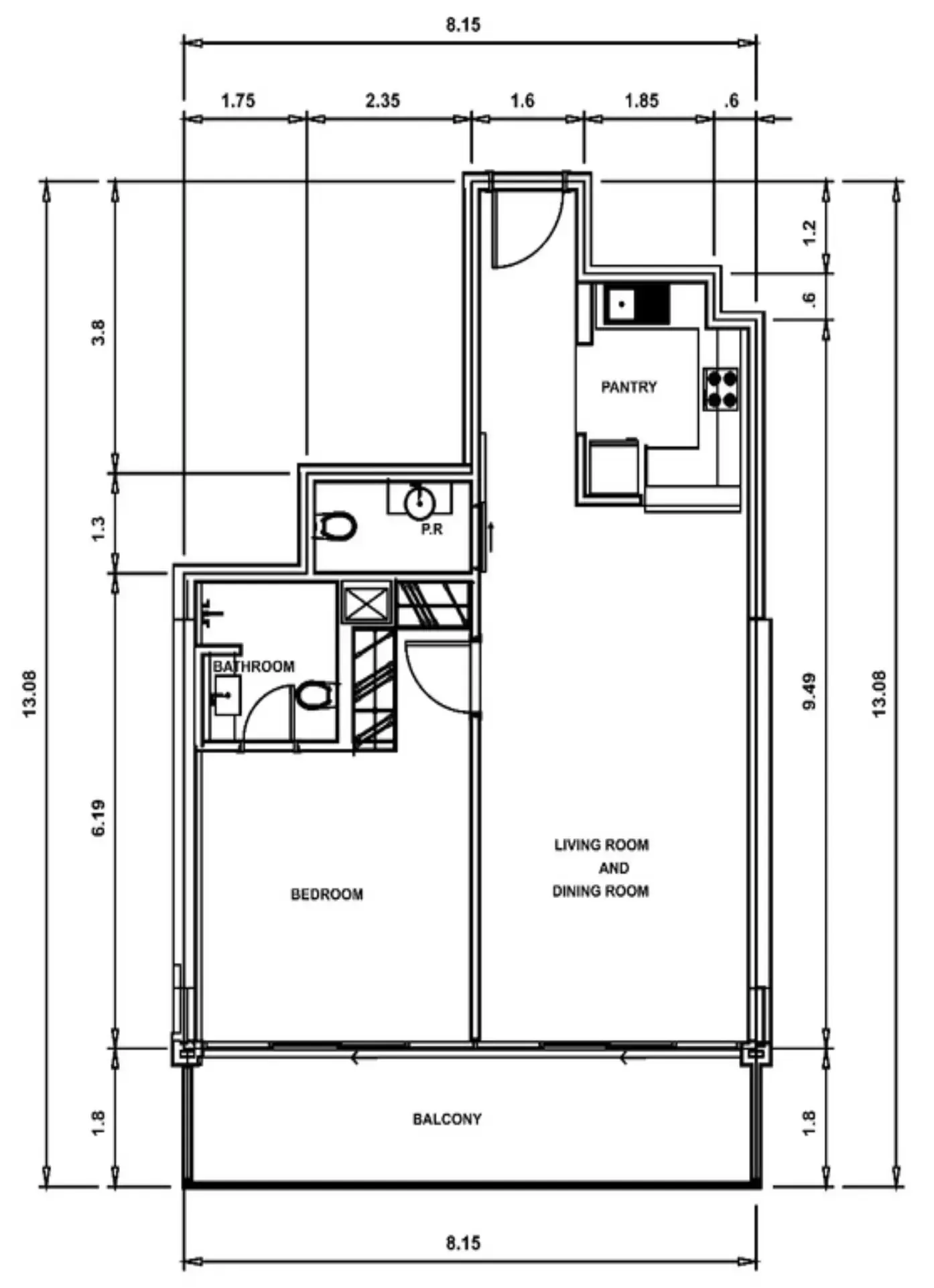 1 bedroom Apartments floor plan at SOL Bay