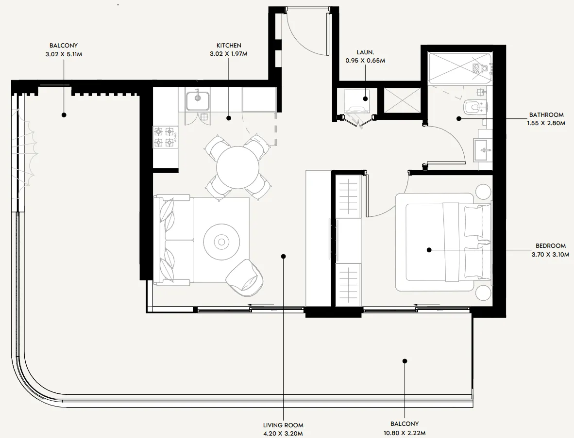 1 bedroom Apartments floor plan at Azizi Sakandar