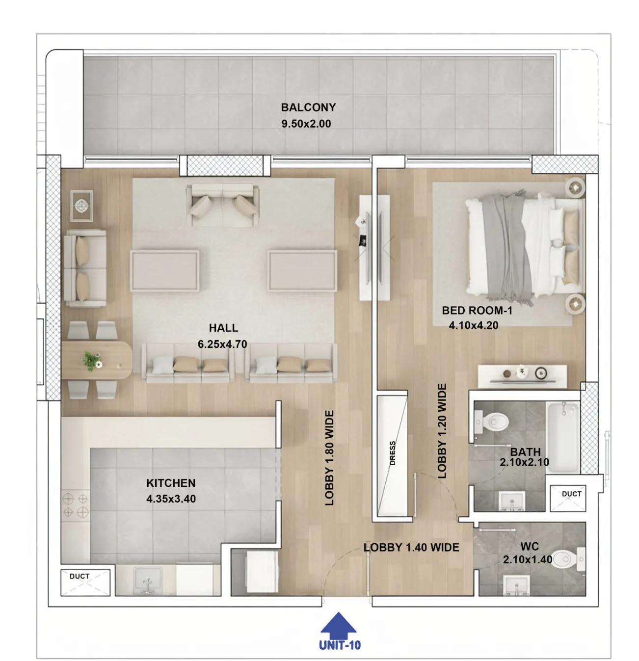 1 bedroom Apartments floor plan at RR Grand