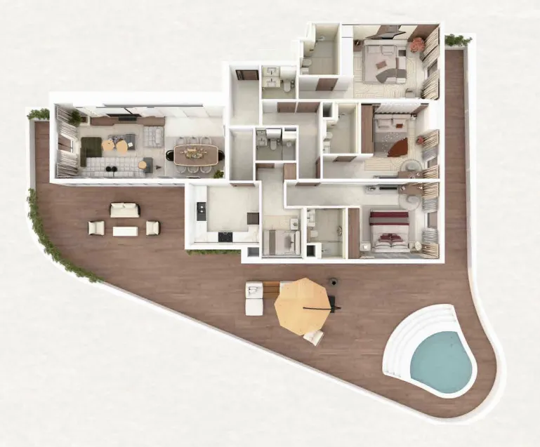 3.5 bedroom Apartments floor plan at Barari Gate by ADE