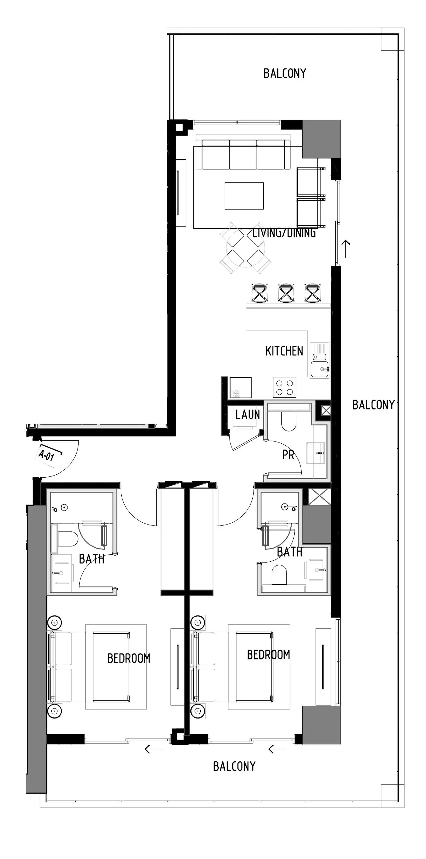 2 bedroom Apartments floor plan at Chelsea Residences