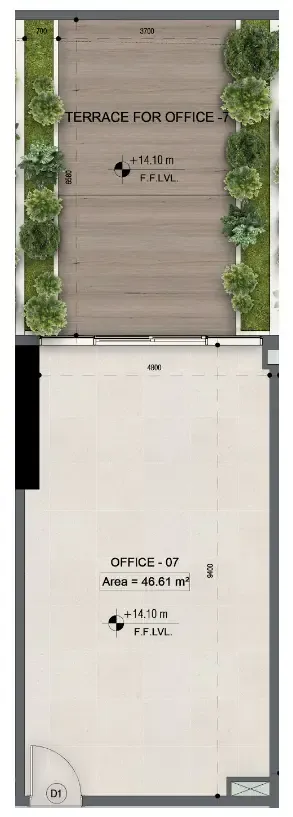  bedroom Office floor plan at Sky Line by Peace Homes