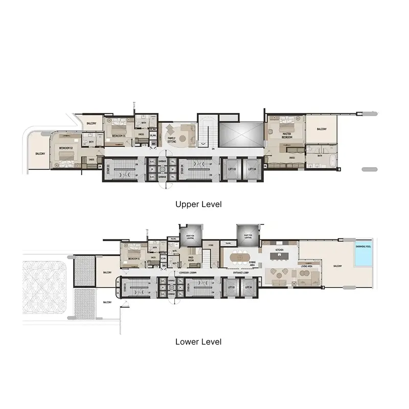 4 bedroom Duplex floor plan at Vitalia Palm Jumeirah Residences