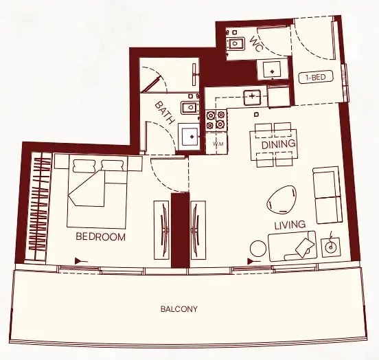 1 bedroom Apartments floor plan at Binghatti Skyflame