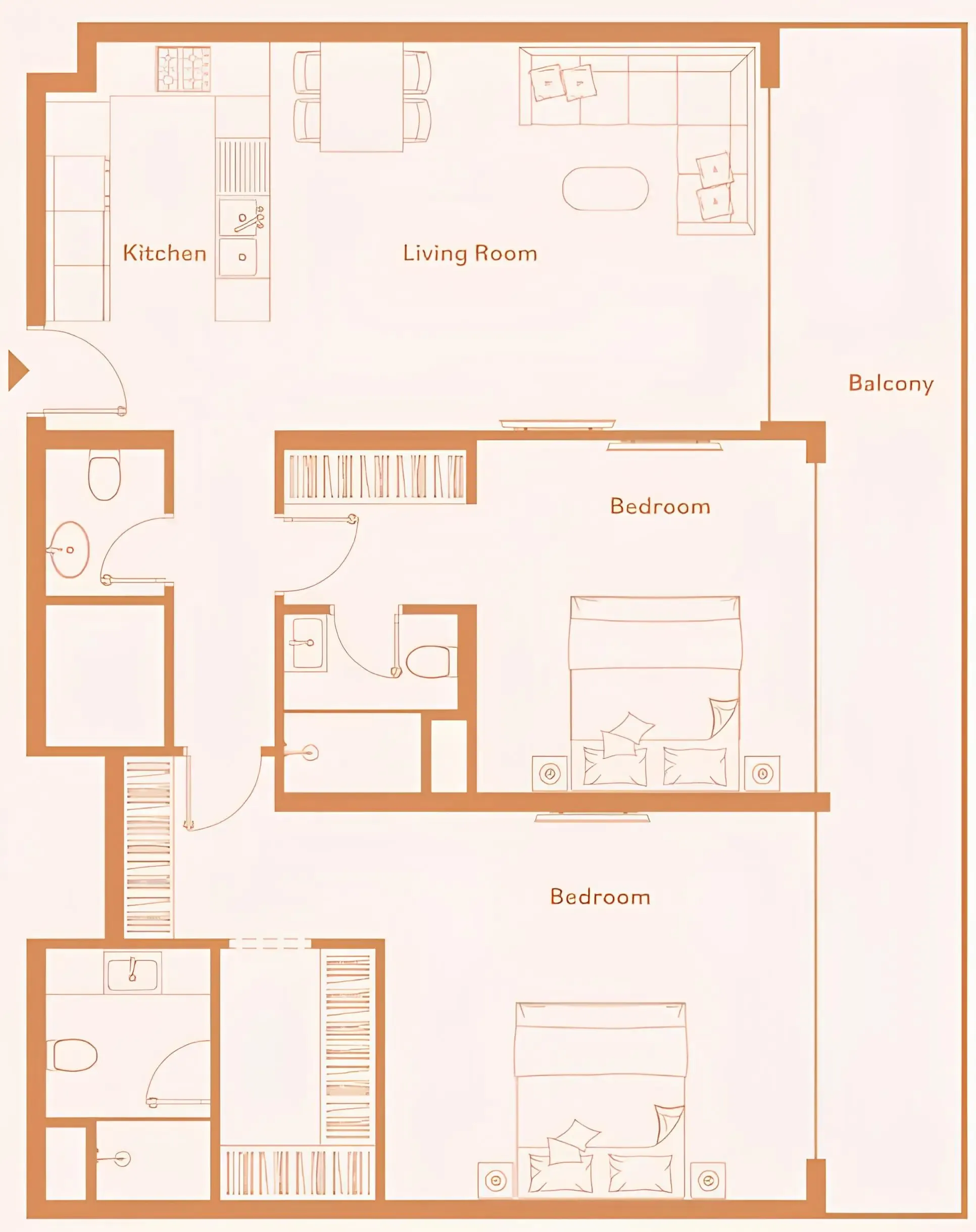 2 bedroom Apartments floor plan at Luma Park Views