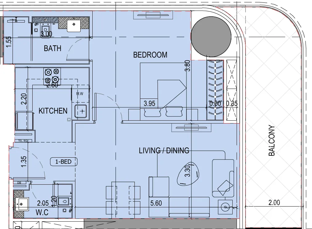1 bedroom Apartments floor plan at Binghatti Sky Terraces