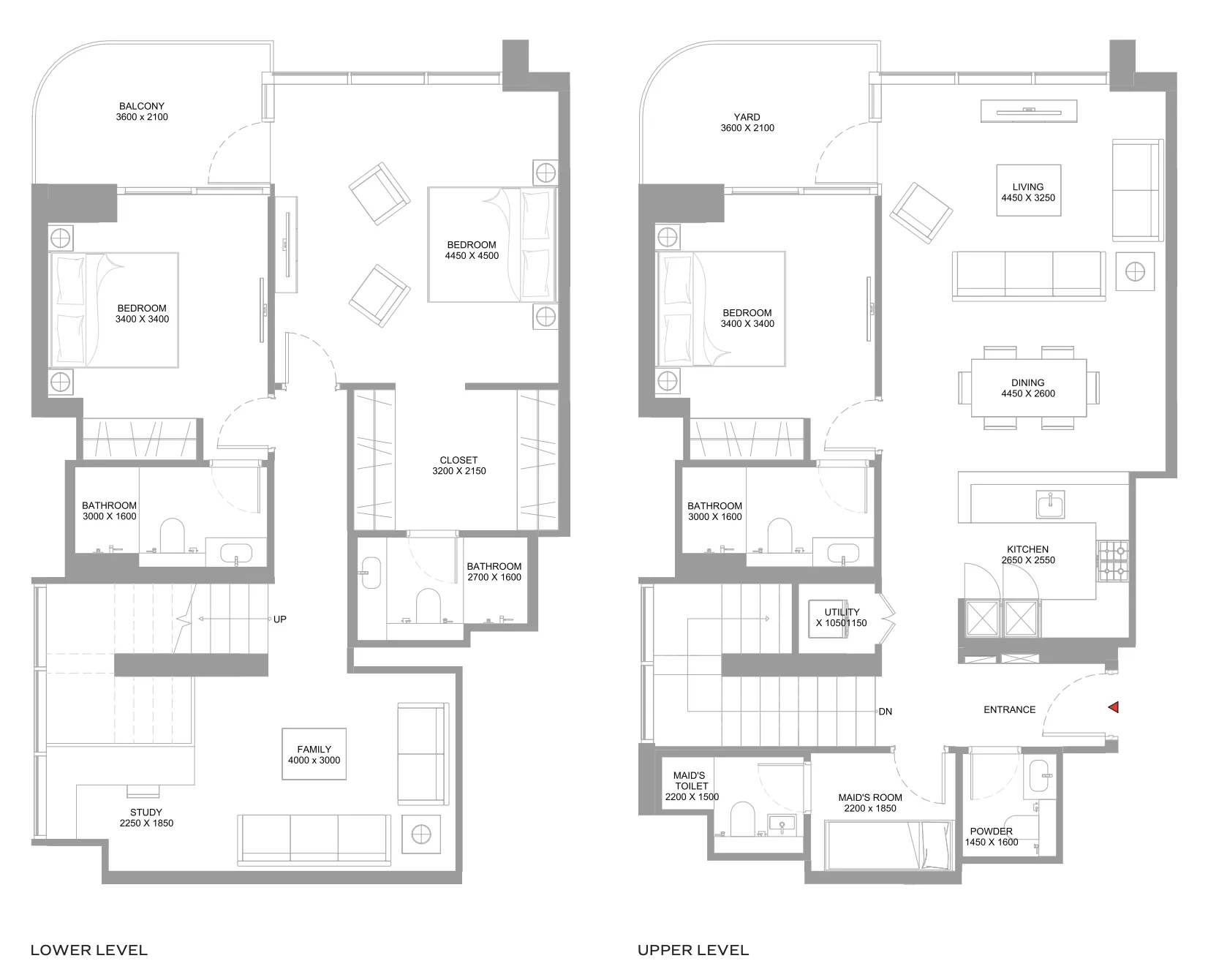 3 bedroom Duplex floor plan at Coastline Beach Residences