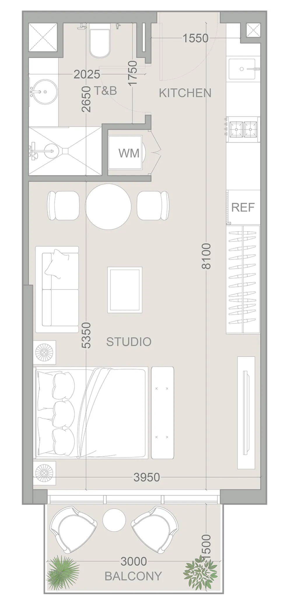 0 bedroom Apartments floor plan at 1WOOD Residence 2