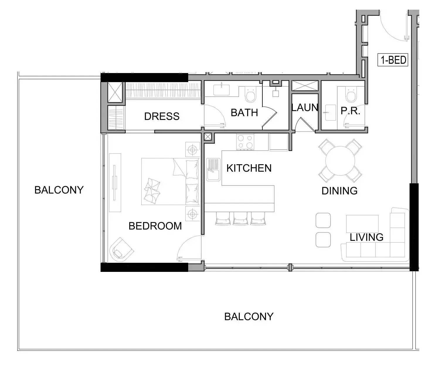1 bedroom Apartments floor plan at Damac Lagoons Views Phase 3