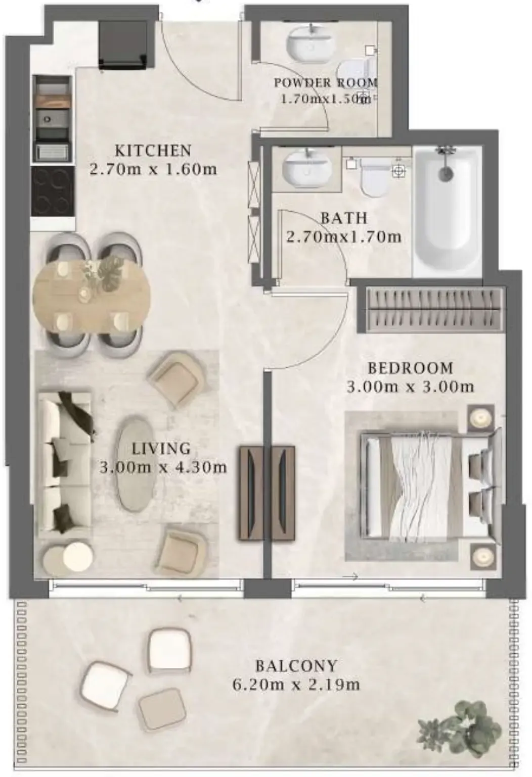 1 bedroom Apartments floor plan at Arthouse Residences by Cledor