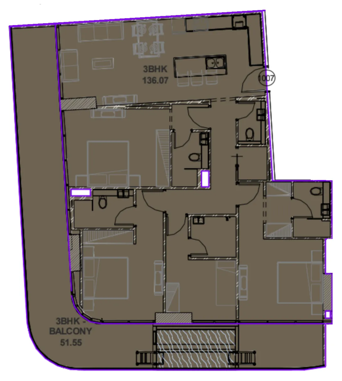 3 bedroom Apartments floor plan at Lucky Oasis Residence