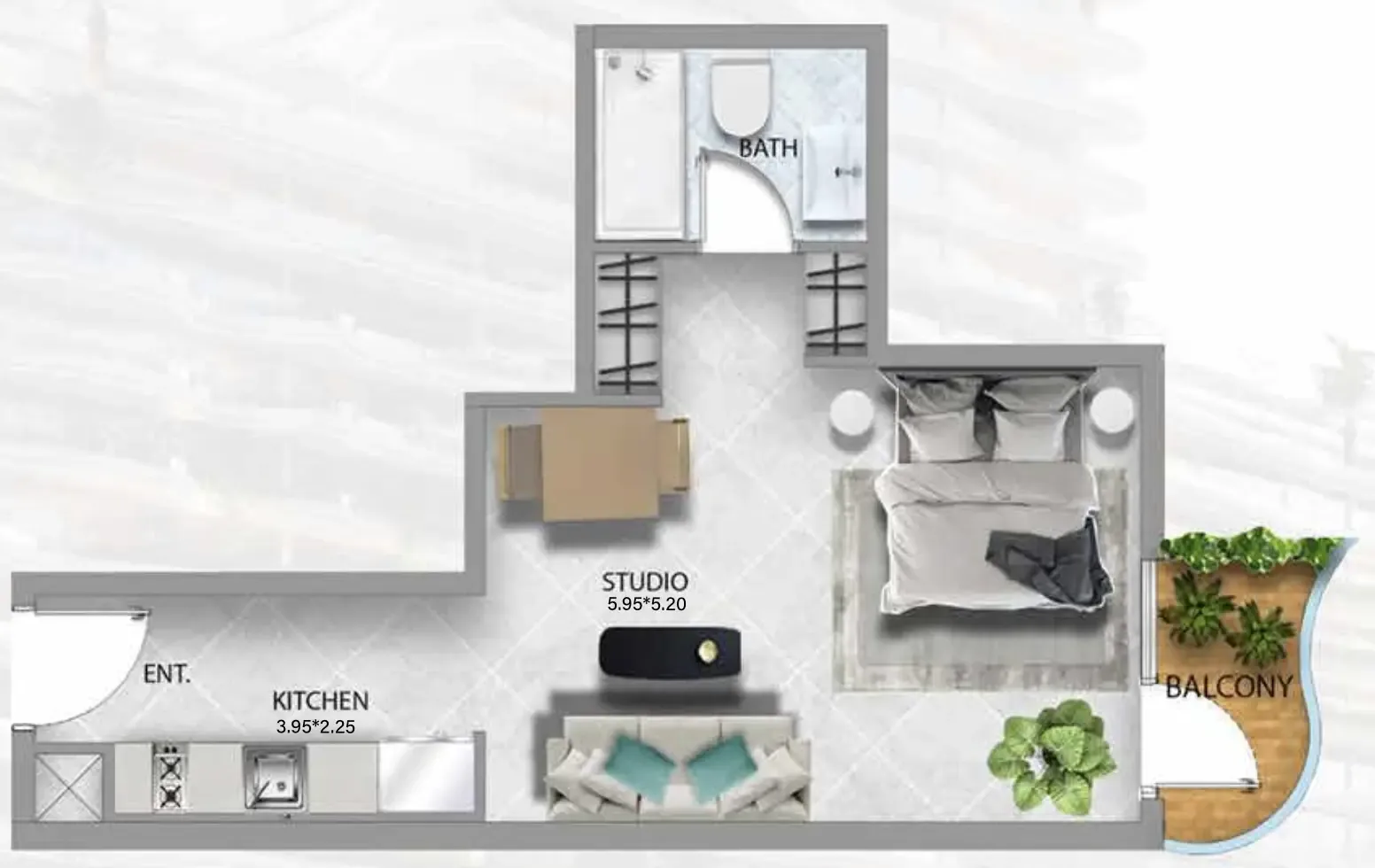 0 bedroom Apartments floor plan at 311 Boulevard