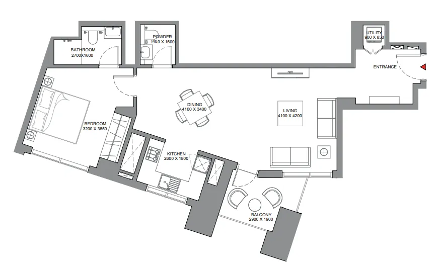 1 bedroom Apartments floor plan at Skyscape