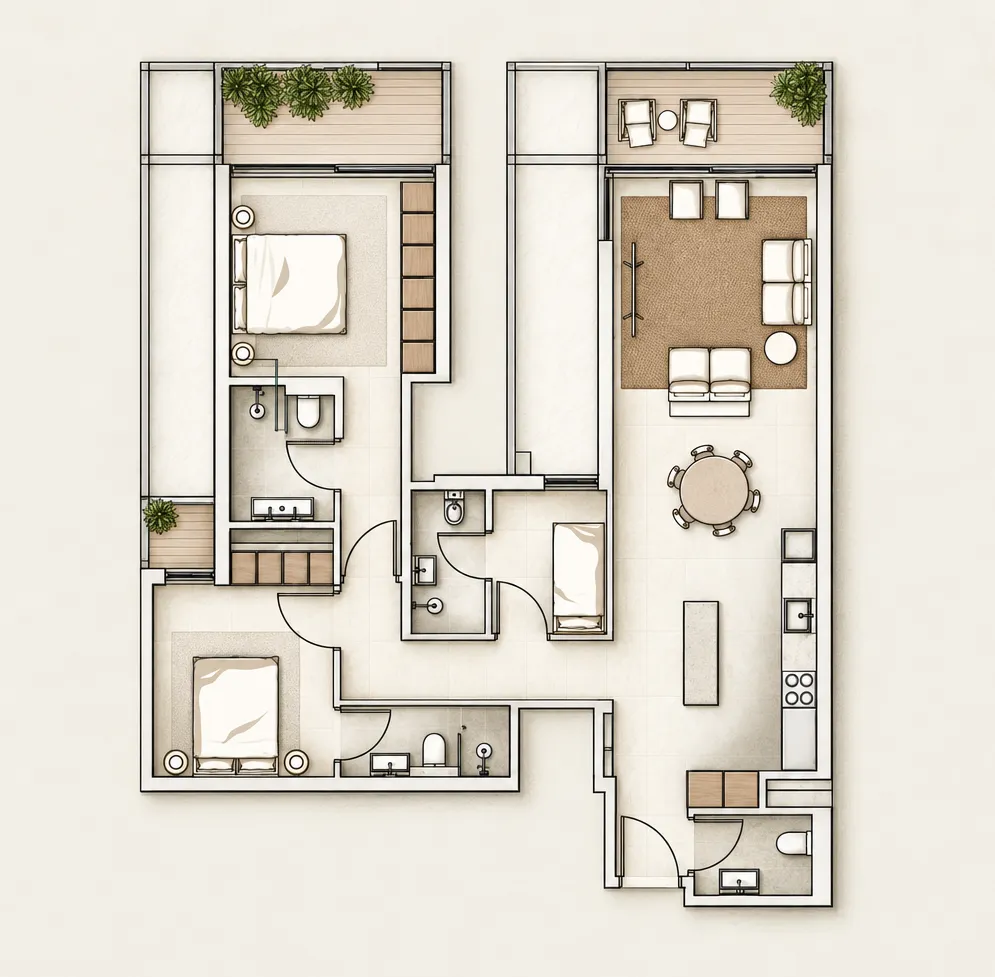 2 bedroom Apartments floor plan at Tessera – Al Ghurair