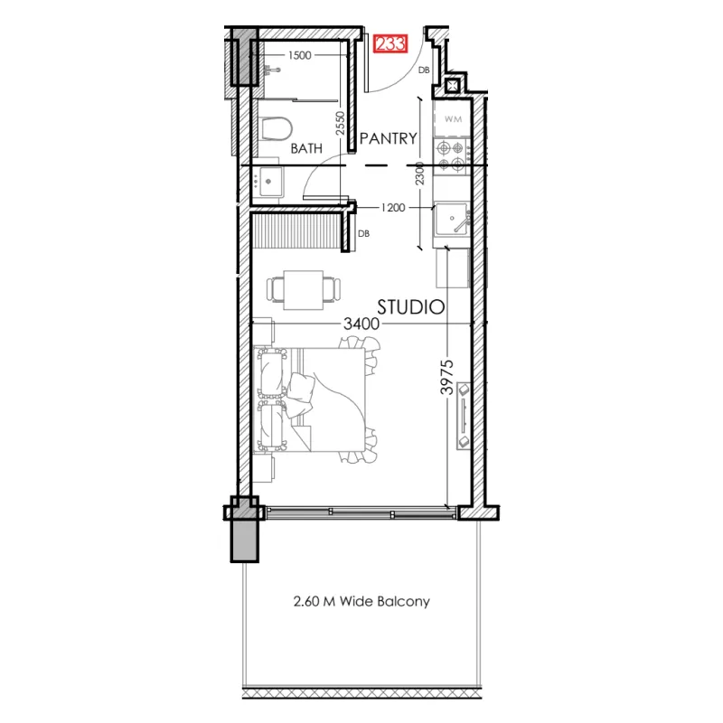 0 bedroom Apartments floor plan at Al Haseen Residences 5