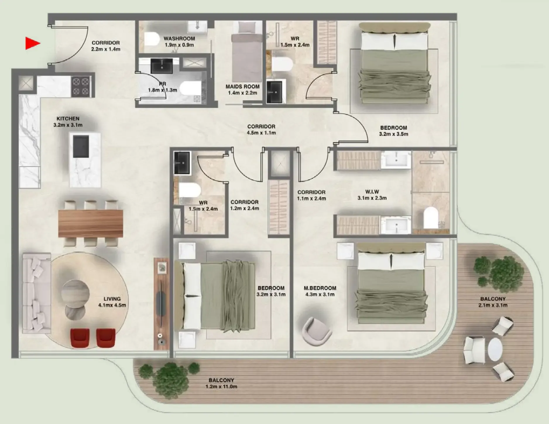 3.5 bedroom Apartments floor plan at The Tides