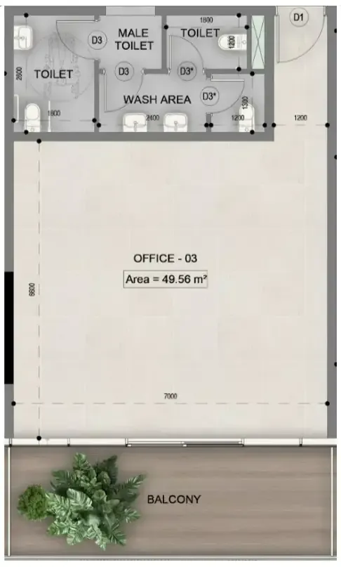  bedroom Office floor plan at Sky Line by Peace Homes