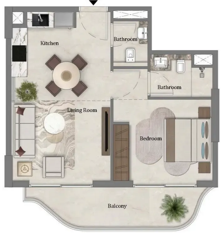 1 bedroom Apartments floor plan at Mirari Lagoon by Zoya