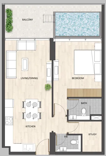 1 bedroom Apartments floor plan at Barari Palace