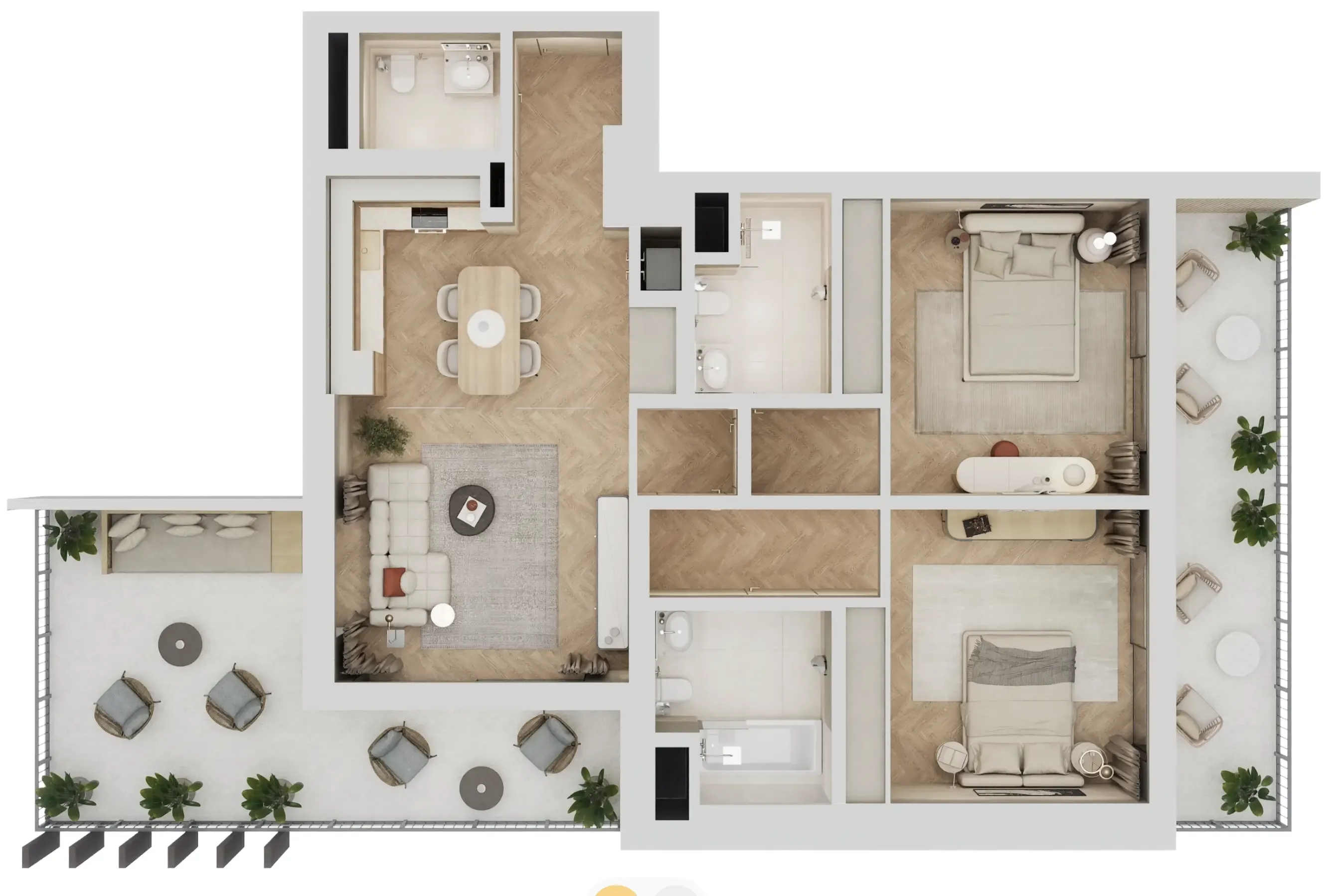 2 bedroom Apartments floor plan at Arisha Terraces