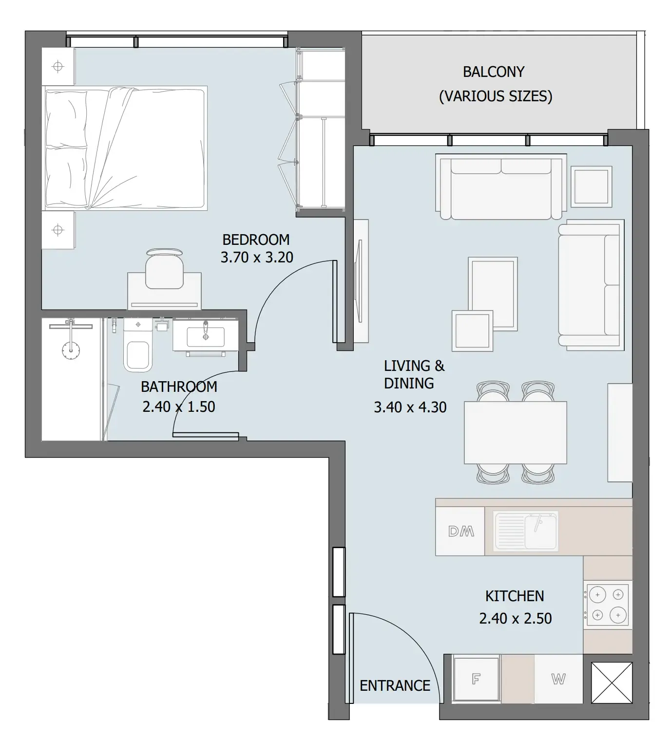 1 bedroom Apartments floor plan at Verdana III