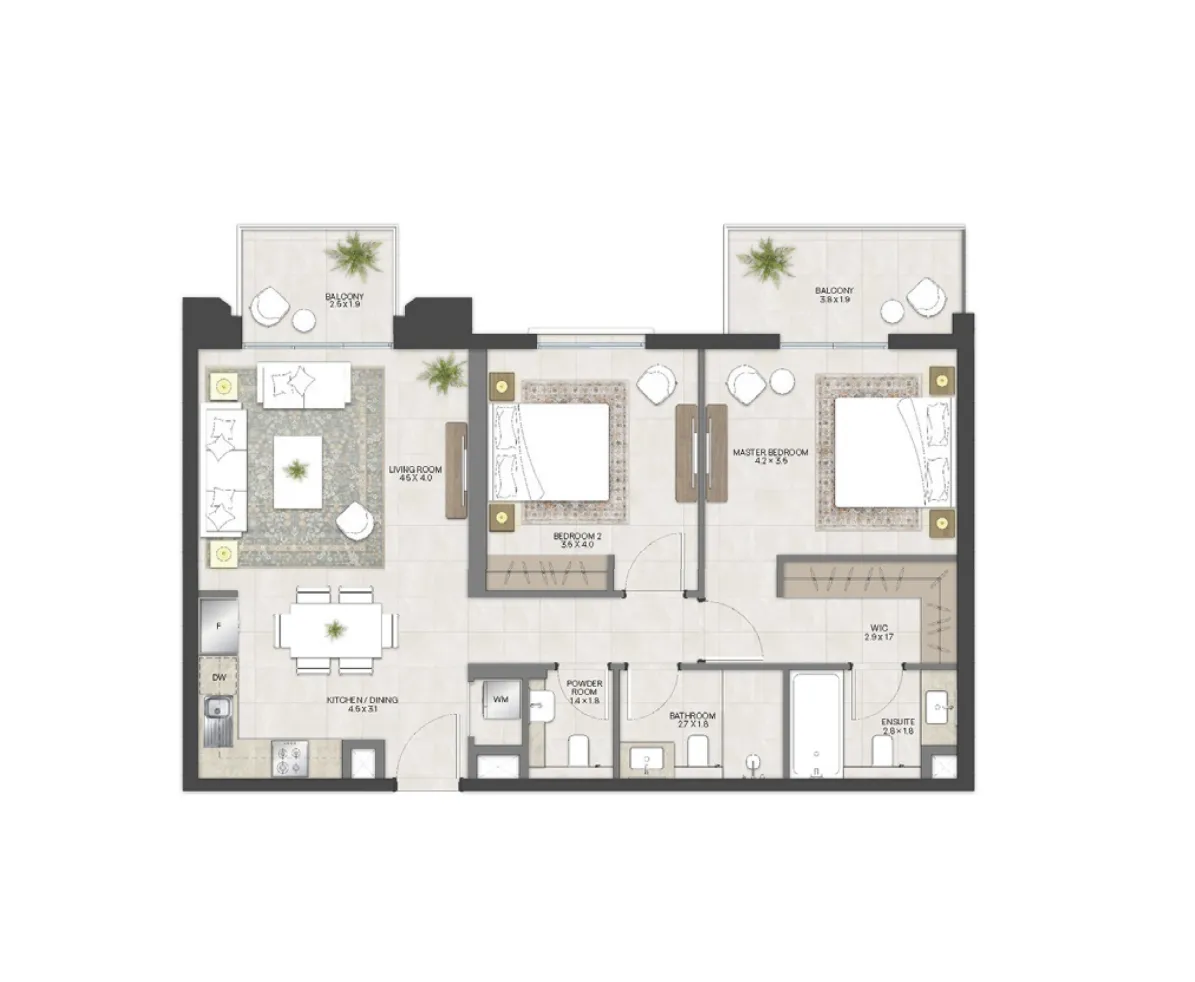 2 bedroom Apartments floor plan at Bloom Living - Alhambra