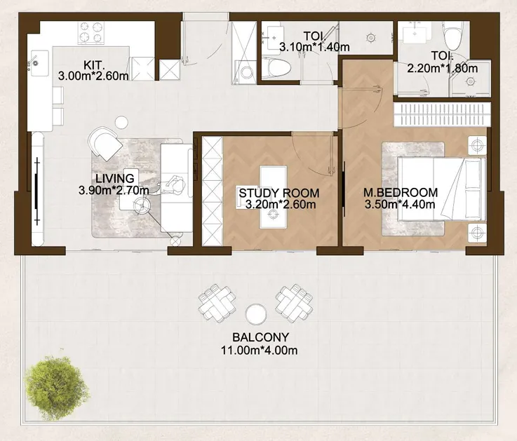 1 bedroom Apartments floor plan at Sports View 2