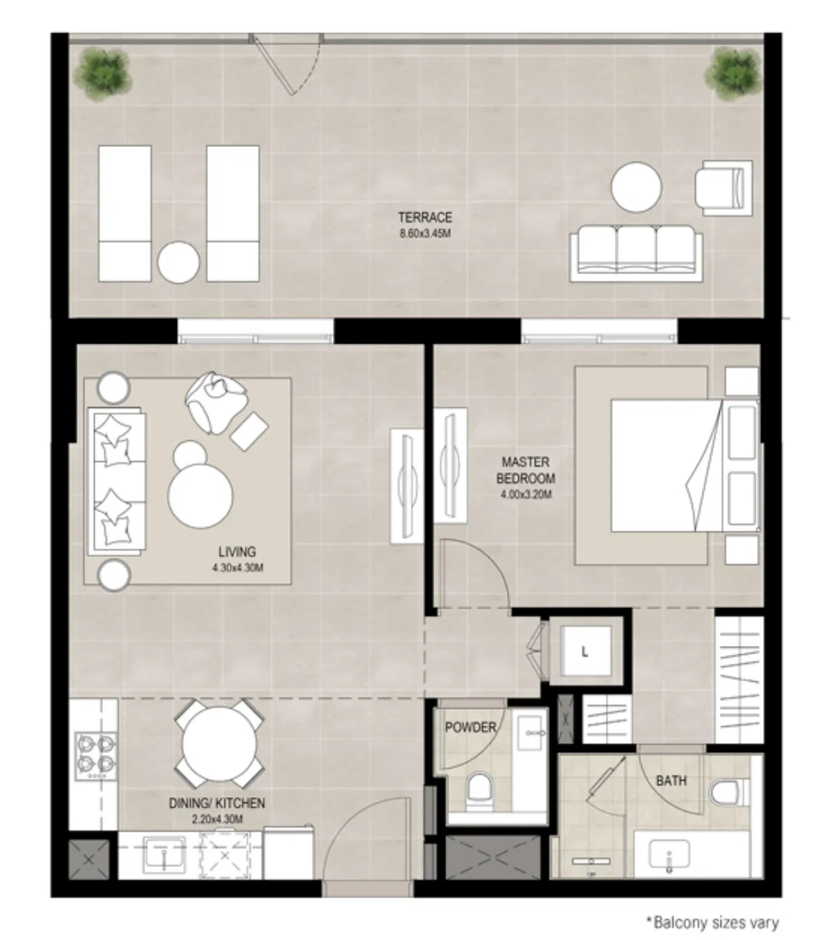 1 bedroom Apartments floor plan at Ellison