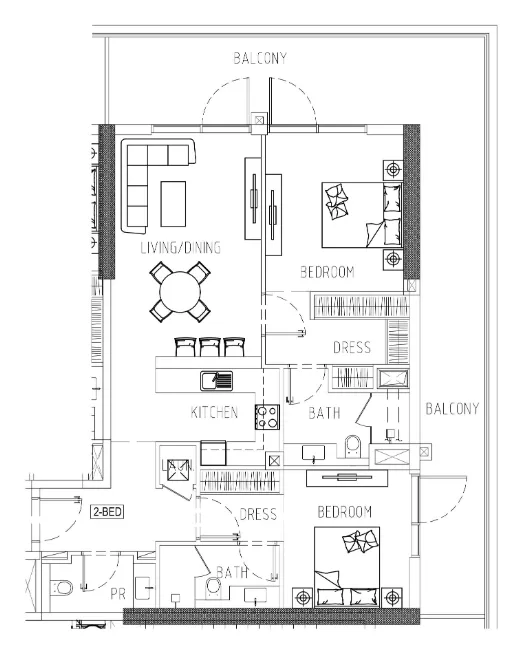 2 bedroom Apartments floor plan at Damac Riverside Views