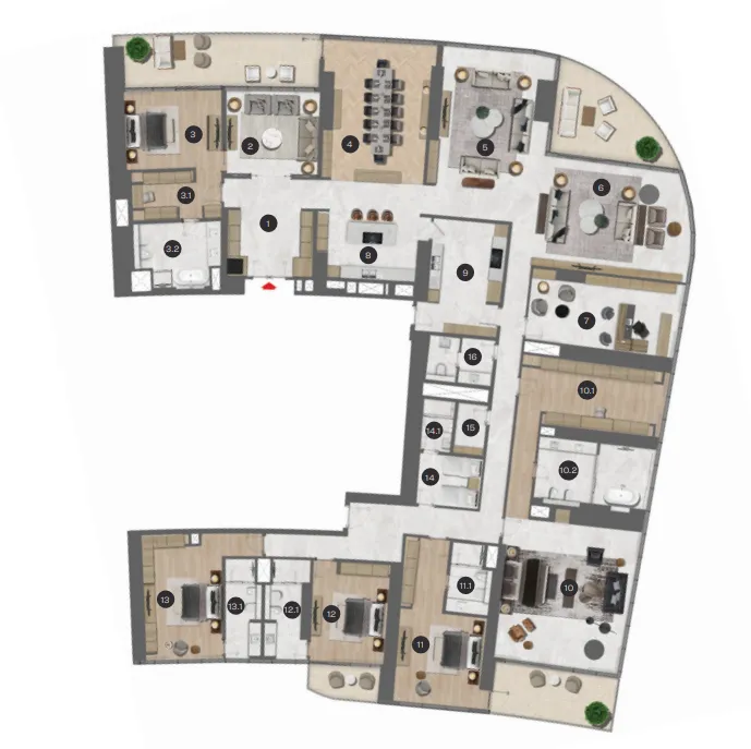 5 bedroom Apartments floor plan at Sobha Seahaven