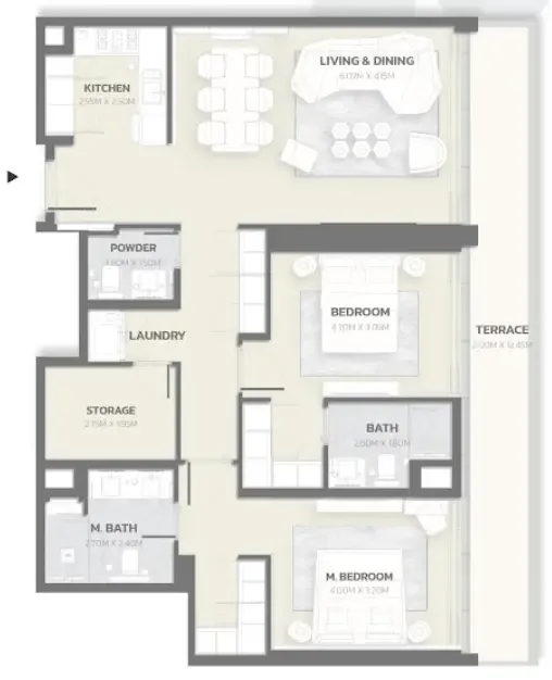 2 bedroom Apartments floor plan at Tonino Lamborghini Residences