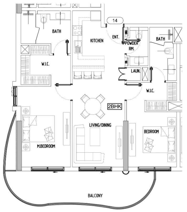 2 bedroom Apartments floor plan at Damac Lagoons Views Phase 3