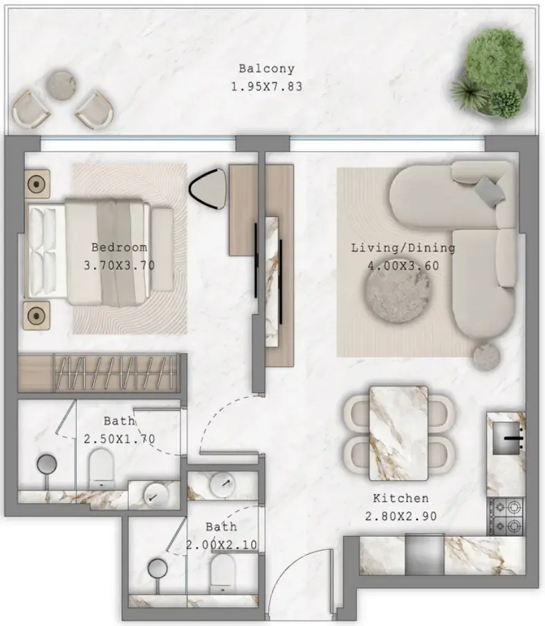 1 bedroom Apartments floor plan at Aark Terraces