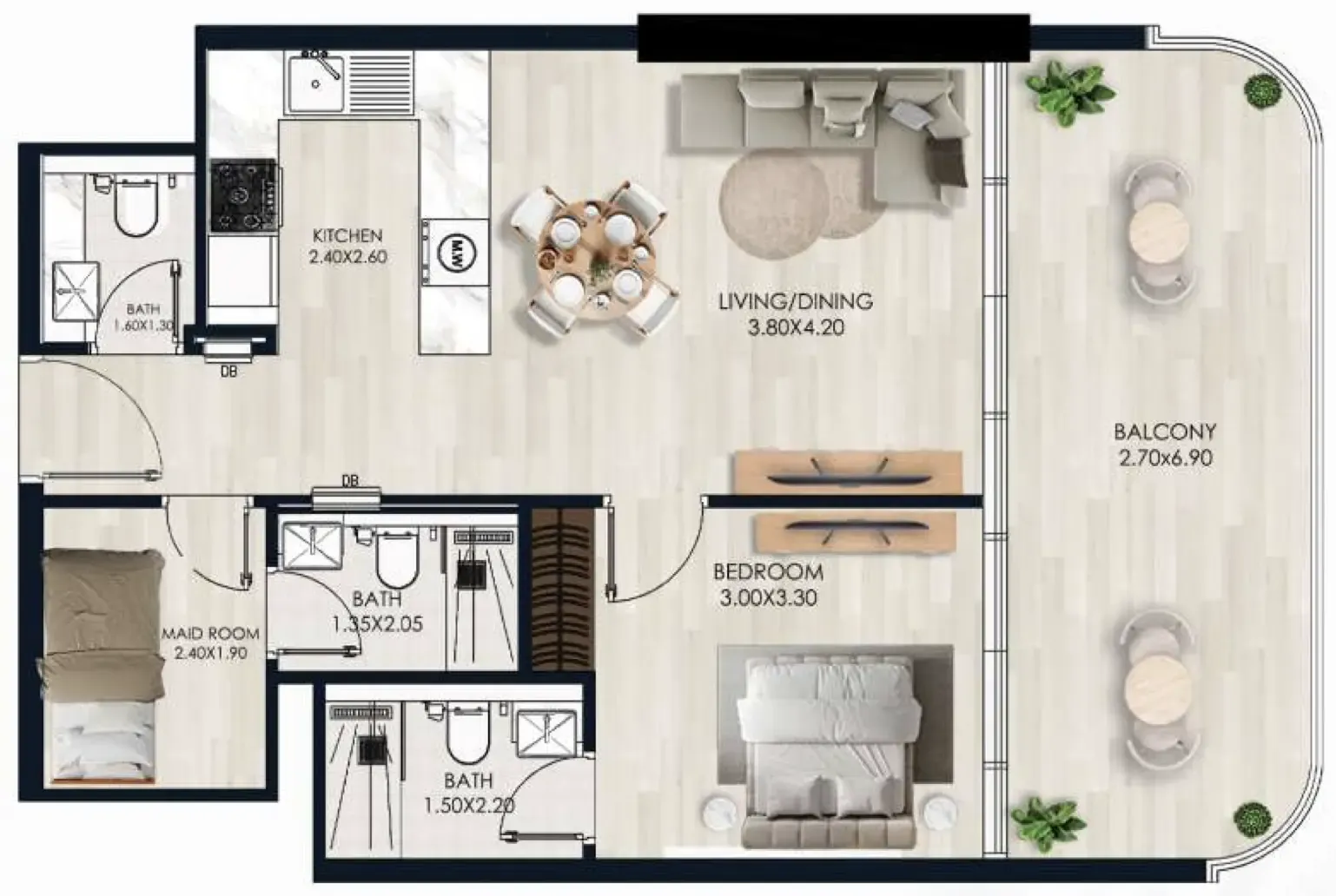 1.5 bedroom Apartments floor plan at Sera Gardens by Vision