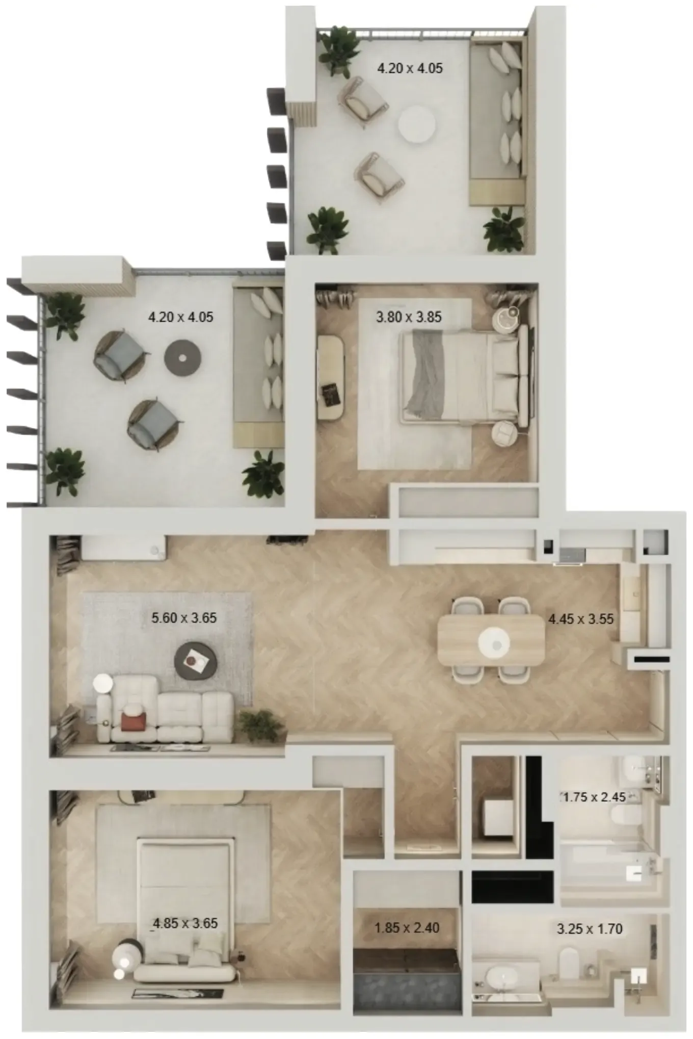 2 bedroom Apartments floor plan at Arisha Terraces