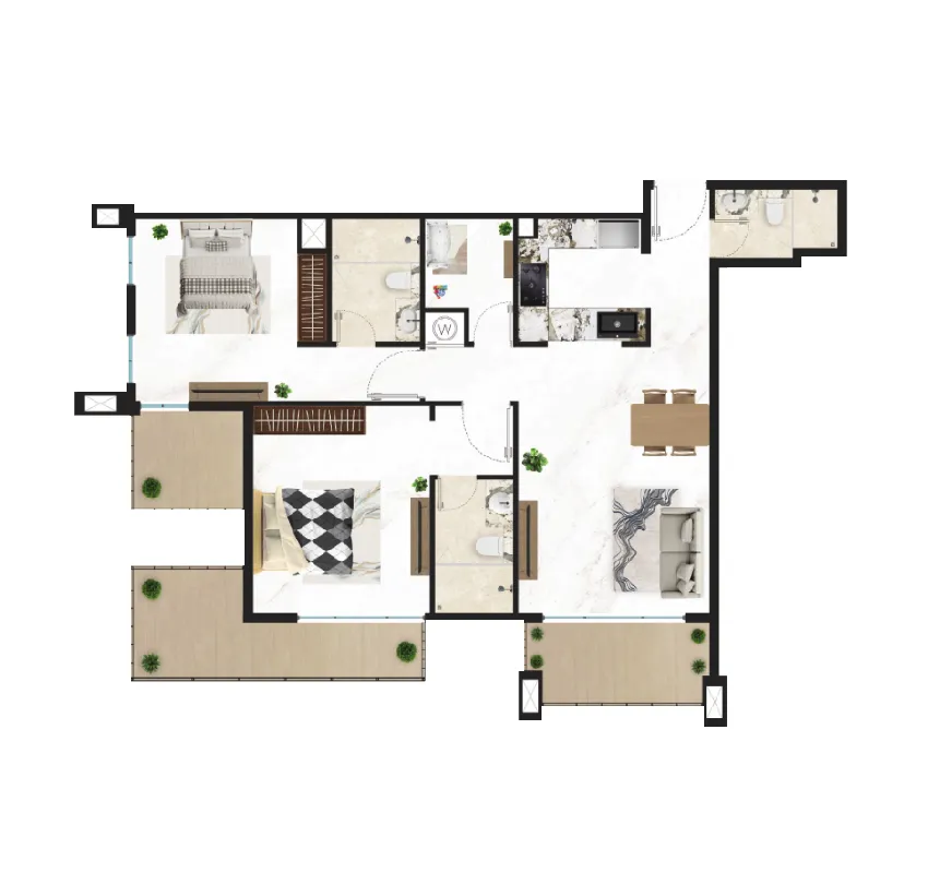 2.5 bedroom Apartments floor plan at Courtyard One