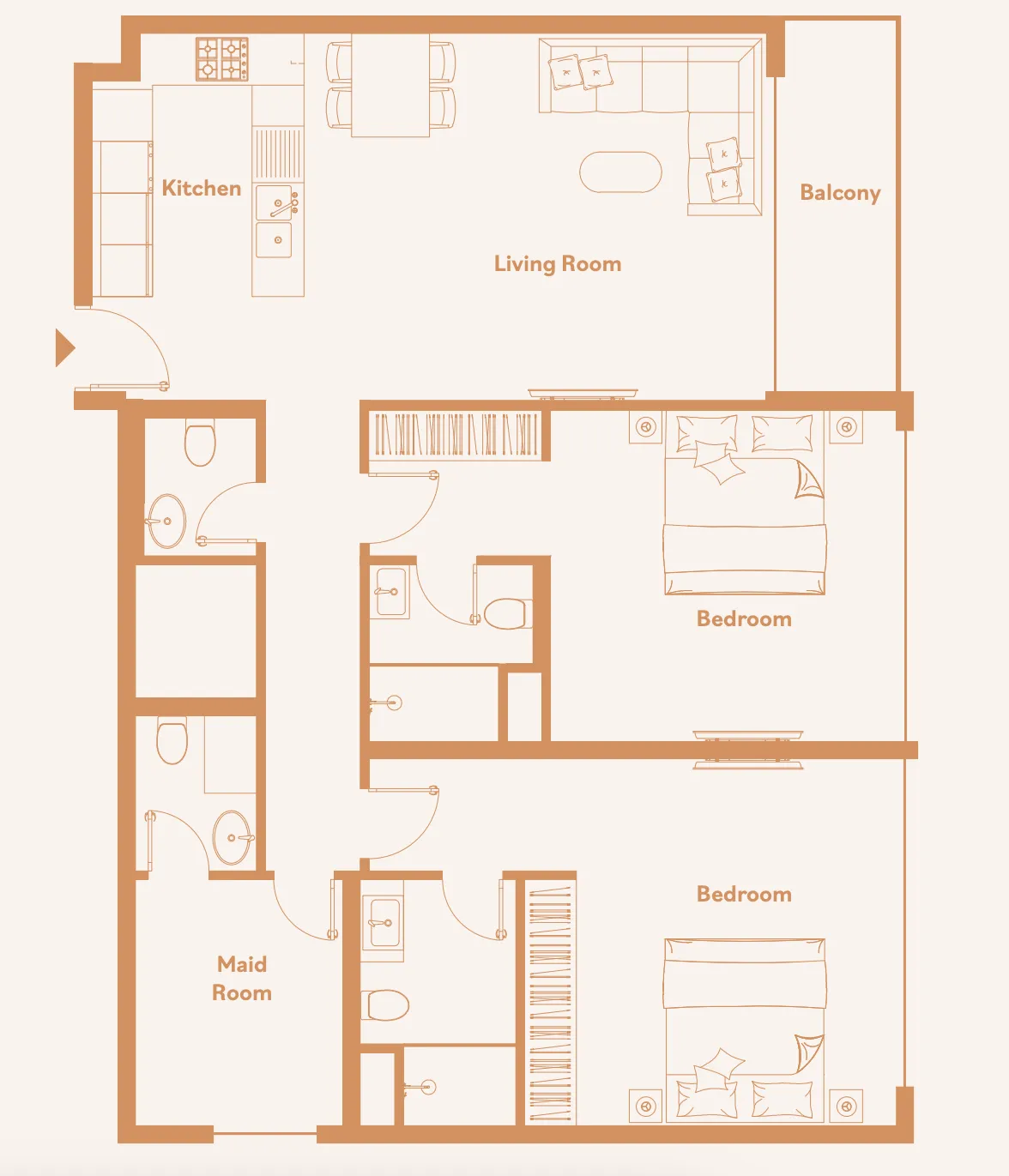 2 bedroom Apartments floor plan at Luma Park Views
