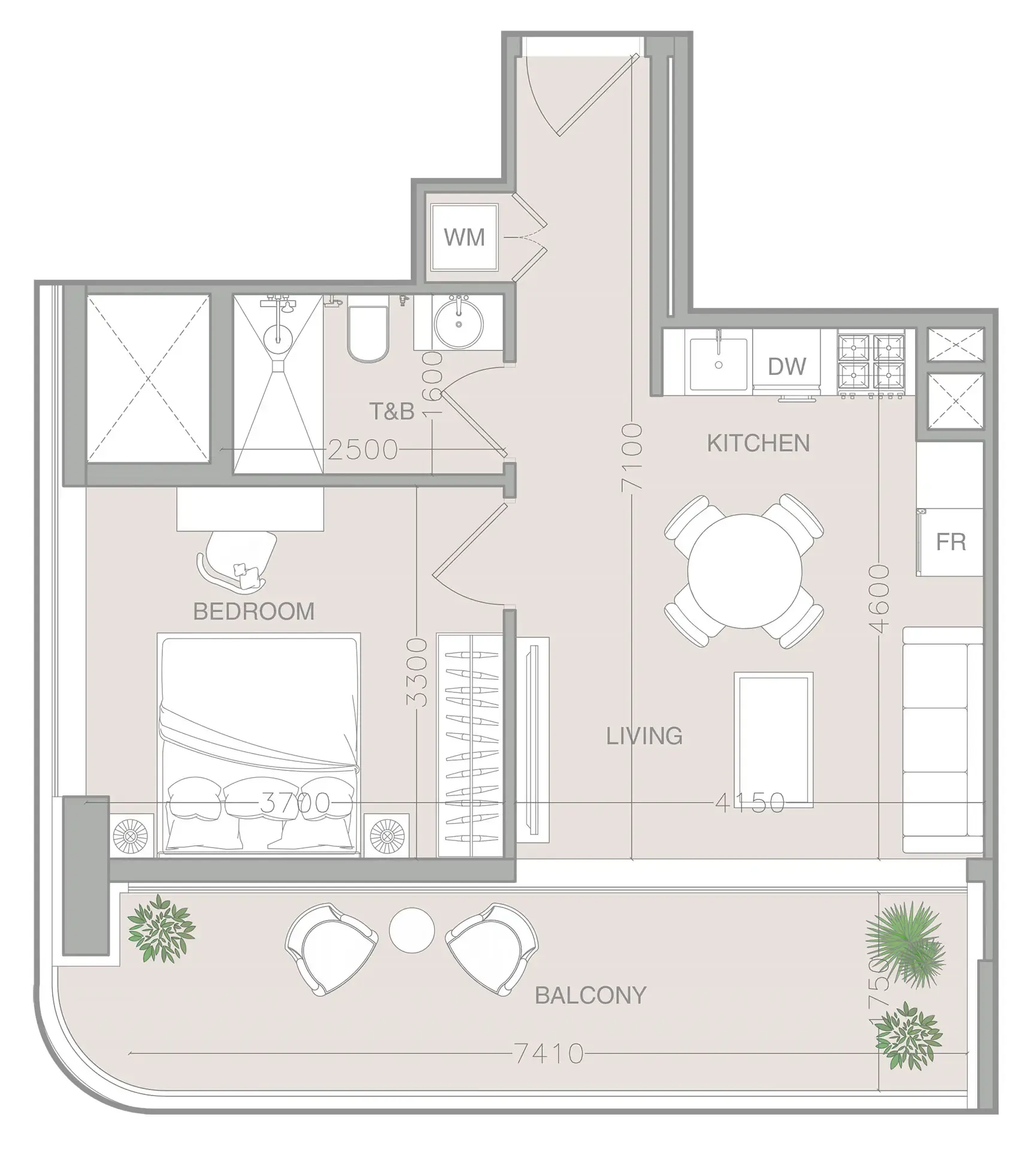 1 bedroom Apartments floor plan at ELAR1S Axis