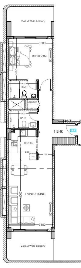 1 bedroom Apartments floor plan at Al Haseen Residences 5