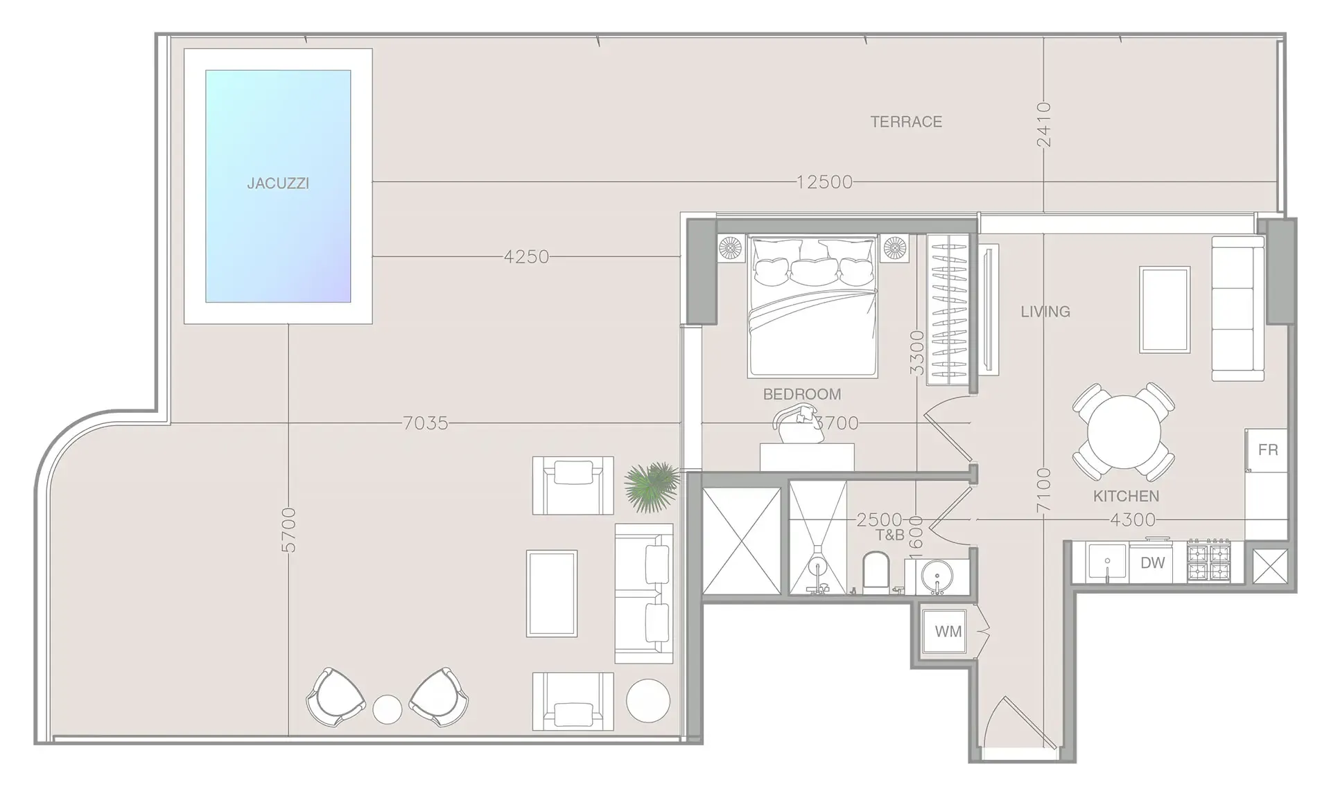 1 bedroom Apartments floor plan at ELAR1S Axis