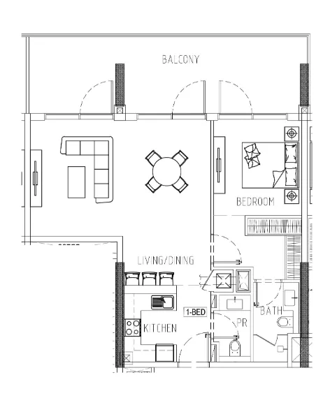 1 bedroom Apartments floor plan at Damac Riverside Views